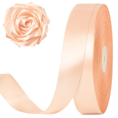 Peach Satin Ribbon 1 Inch x 100 Yards - color: Peach