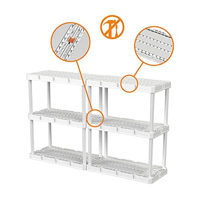 Gracious Living Knect-A-Shelf 3 Shelf Solid Light Duty Storage Unit, White - color: 3 Shelf - White, size: 1 Pack