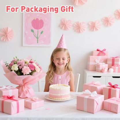 TUXIYA 200 PCS Pink Tissue Paper Bulk,14"x20" Tissue Paper for Gift Bags - color: Pink, size: 200P
