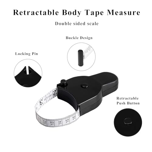 Perfect Body Tape Measure - 60 Inch Automatic Telescopic Tape Measure - Retractable Measuring Tape for Body: Waist, Hip, Bust, Arms, and More (White & Black- 60 inch)