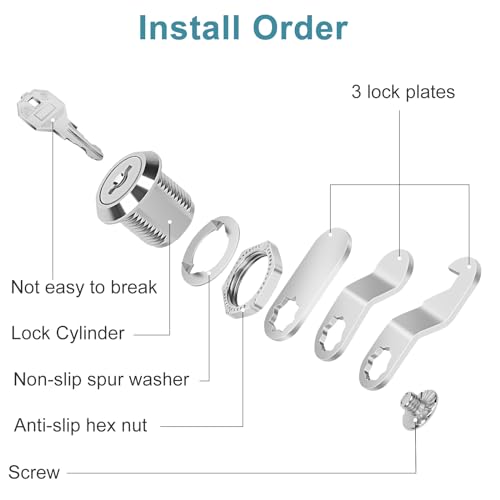 5/8" Cam Lock Keyed Different Cabinet Locks with Keys Secure Files Drawers RV Storage Locks Replacement Set, Zinc Alloy(Silver 2PCS,5/8 Inch) - size: 5/8 Inch