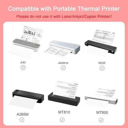 8.5 x 11 US Letter Rolled Thermal Printer Paper, 4 Rolls Quick Drying Thermal Paper, Compatible with MT610, M08F, D810, M832, M08E, A285M, A40, A80, A81, PR20, iDPRT HPRT PRT (100 Sheets, 4 Rolls) - size: US Letter-4 Rolls