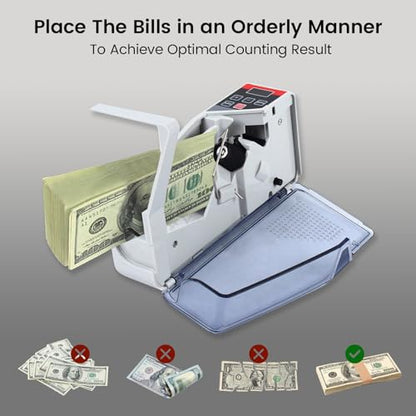 Money Counter, Portable V40 Money Counter Mini Bill Cash Counting Machine Handy Currency Counting Machine with Automatically Stop Counting Function Only for Multi-Currency Handy Banknote Counter - color: 2w-v40