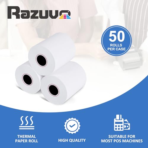 (50 Rolls) 2 1/4 X 85 Thermal Receipt Paper Rolls- Fits All Pos Cash Registers, For Clover POS Cash Register Printers-Premium Quality German Paper - size: 50 Rolls- 2 1/4 x 85 thermal paper