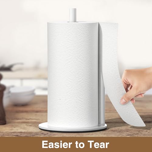 Paper Towel Holder White Stainless Steel Kitchen Countertop Roll Organizer - color: White
