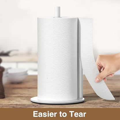 Paper Towel Holder White Stainless Steel Kitchen Countertop Roll Organizer - color: White
