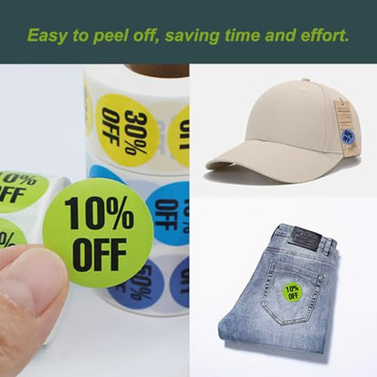 6Rolls/3000 PCS Discount Stickers, Percent Discount from 10% to 60%
