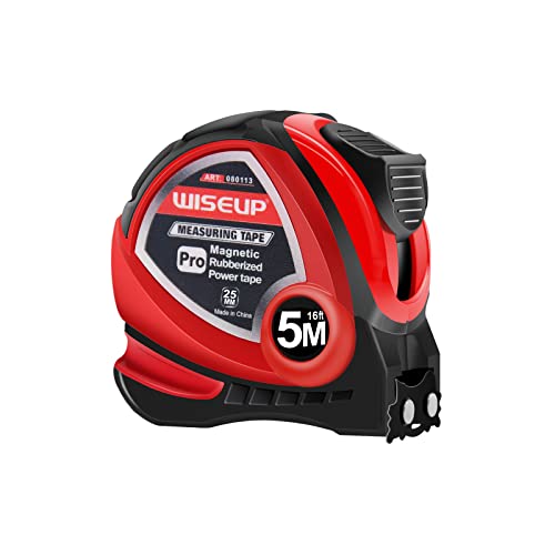 WISEUP Industrial Magnetic Tape Measure with Fractions 1/8 and Metric - color: 16 FT