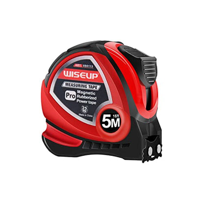 WISEUP Industrial Magnetic Tape Measure with Fractions 1/8 and Metric - color: 16 FT