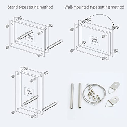 8.5x11 Modern Acrylic Photo Frame, Clear Glass-Like Desk Picture Frame with Stand off & Hanging String, Frameless Floating Look, Self-Standing Desktop or Wall Mount, Horizontal & Vertical Display - size: 8.5x11" -1pc