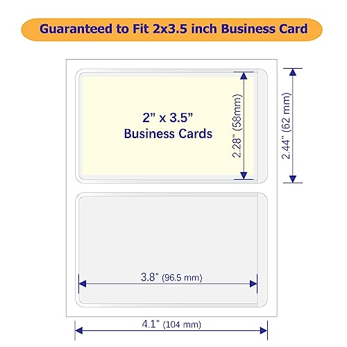 IMAGAME Clear Adhesive Business Card Pockets, 50 Pack - size: 2-1/2” x 4-1/8” for 2" x 3.5" Business Cards