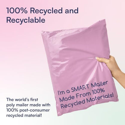 200 Count, 10x13 inch 100% Recycled Poly Mailers Eco Friendly Packaging Envelopes Supplies Mailing Bags 2.5 Mil Thick - SMART Mailer - size: 10"x13" (200 Mailers)