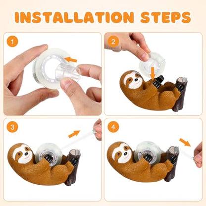 Uonlytech Sloth Tape Dispenser Cute Tape Holder Desk Accessory Portable Cartoon Cutter Tool for Office Home Workshop Small Size 5.35 X 2.75 X 2.55 in