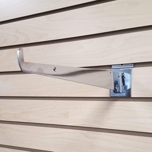 Adjustable Angle Slatwall Shelf Bracket - 8", 10", 12" & 14" Depths Available, Chrome (2, 10" D) - size: 10" D