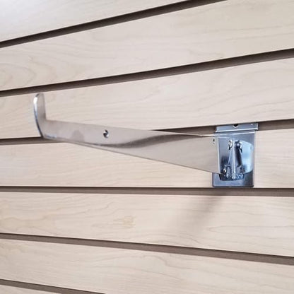 Adjustable Angle Slatwall Shelf Bracket - 8", 10", 12" & 14" Depths Available, Chrome (2, 10" D) - size: 10" D