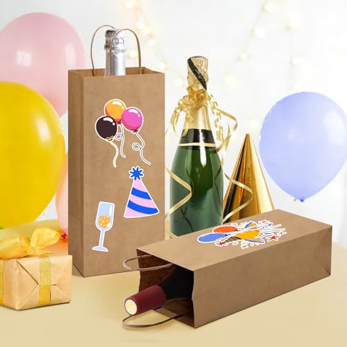 BagDream Wine Bags with Handles 5.25x3.25x13 Inch Brown Paper Bags 50 Pack - color: Brown