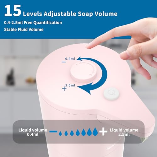 Aunmaon Automatic Soap Dispenser Touchless, Modern, Kitchen & Bathroom, Hands-Free, Adjustable Volume, Long Battery Life, Compatible with Thick & Thin Soap, Easy for Toddlers, Clog-Free, Pink - color: Matte Pink