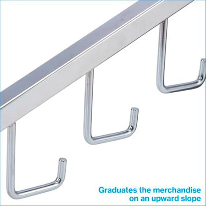 SSWBasics Chrome 5-J-Hook Waterfall for Slatwall - Pack of 10