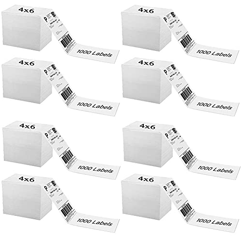 Immuson 4x6 Thermal Labels, 8 Pack of 8000 Folding Labels for Zebra Rollo MUNBYN POLONO Printer - size: 8000 Labels