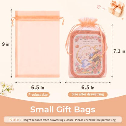 Crweety 50PCS Organza Bags 6x9 Peach Small Gift Bags Mesh Drawstring - color: Peach