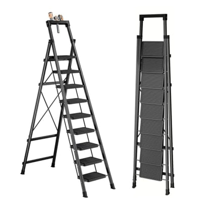 9 Step Ladder with Platform,Heavy Duty Folding Step Stool No Assembly - size: 9 Step Platform