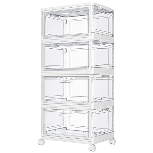 Kmiectse Clear Storage Bins with Lids - 4 Tier 23qt Plastic Stackable Bins - size: 23QT-4Pack&1Lid
