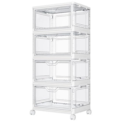 Kmiectse Clear Storage Bins with Lids - 4 Tier 23qt Plastic Stackable Bins - size: 23QT-4Pack&1Lid