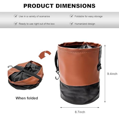 Collapsible Car Trash Can, Waterproof Leather Auto Garbage Bin with Elastic Band & Hook, Retractable Hanging Garbage Organizer Trash Container for Vehicle Home Outdoor