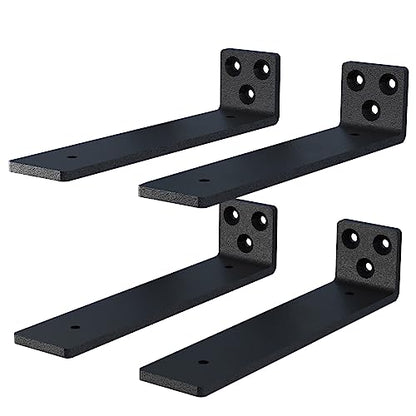 NEODROP 6 Inch Floating Shelf Brackets, Heavy Duty Hidden Bracket for Wall, Mantel, Bookshelves, Black Powder Coated Steel, 4-Pack - size: 6 Inch, style: 4 Pack