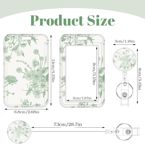 3 Pack Floral Retractable Id Badge Holders with Clip, Badge Reel - color: Elegant Floral