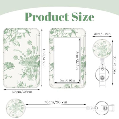 3 Pack Floral Retractable Id Badge Holders with Clip, Badge Reel - color: Elegant Floral