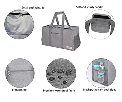 Extra Large Utility Tote Bag - Reusable Grocery Bags Foldable Heavy Duty - color: Grey, size: 1 piece