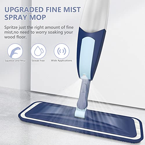 Spray Mop Hardwood Floor Mops for Floor Cleaning with 5 Microfiber Pads - color: Blue