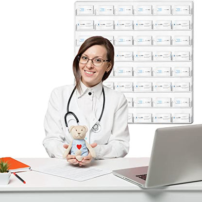 Hillban Acrylic Business Card Holder Wall Mount Office, 48 Pockets - size: 48 Pockets