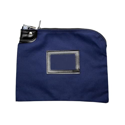 Locking Canvas Cash Bag, Navy Blue, 9 x 12 Inch - color: Navy Blue