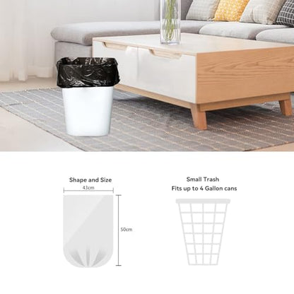 WAIKAS Small Trash Bags 4 Gallon, 0.84 mil, Flat Top, Unscented, 100 Count - color: Black, size: 4 Gal-100ct