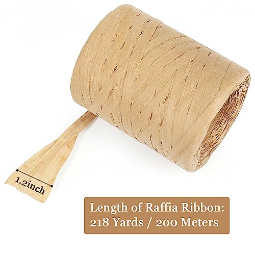 Tenn Well 218yd 1/4" Natural Raffia Ribbon for Gift Wrapping - color: Natural