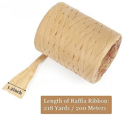 Tenn Well 218yd 1/4" Natural Raffia Ribbon for Gift Wrapping - color: Natural