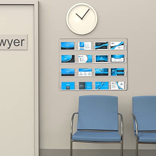 Hillban Acrylic Business Card Holder Wall Mount Office, 16 Pockets - size: 16 Pockets