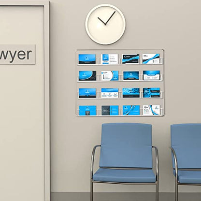 Hillban Acrylic Business Card Holder Wall Mount Office, 16 Pockets - size: 16 Pockets