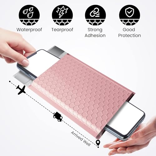 Fuxury Small Bubble Mailers Bulk 4x8" 800 Pack Light Pink Padded Envelopes - color: Light Pink, size: 4×8" 800PC