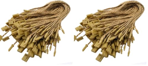 500 Pcs Hemp Twine Hang Tag String Snap Lock Pin Loop Fastener Hook Ties Easy and Fast to Attach (Pack of 2) - size: 7 inch (Pack of 2)