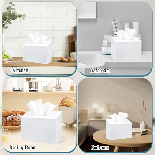 Acrylic Hand Towel Box Cover Holder for Kleenex, Disposable Paper Hand Towels Holder, Bottom Pull-Out & Wall-Mounted, Paper Towel Dispenser Suitable for Home, Office, Bathroom (Glossy White) - color: White