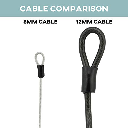Lumintrail 4 Foot 3mm (1/8th Inch) Braided Steel Coated Security Cable Luggage Lock Safety Cable Wire Double Loop (4 Pack) - size: 4-FT (4 Pack)