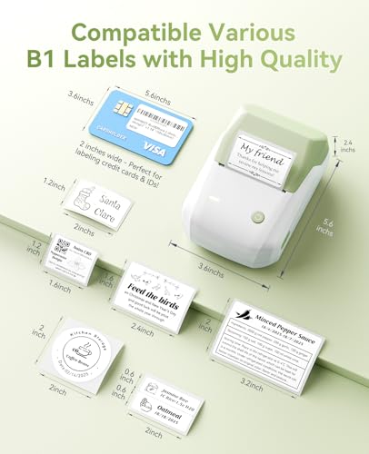 NIIMBOT B1 Label Maker, 2Inch Bluetooth Label Printer for Home, Green - color: Green, size: Printer+Tape