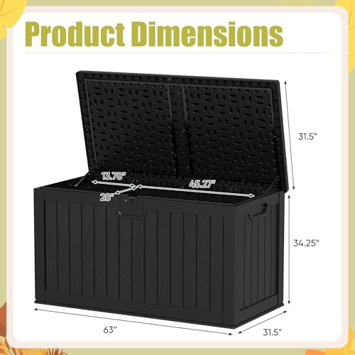 Devoko HDPE 240 Gallon Deck Box Double-Wall with Divider - color: Black, size: 240 Gallon 1 Pack