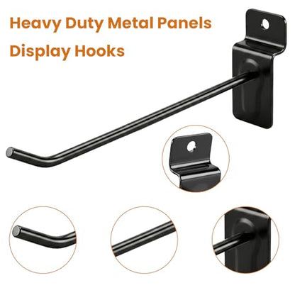 Slatwall Hooks 60 Pack Three Sizes 4/6/8 Inch Slat Wall Hanging Hook