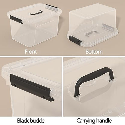 12 Qt Clear Tote Box, Plastic Storage Bin with Lid & Handle Set of 6 - size: 12 Quarts