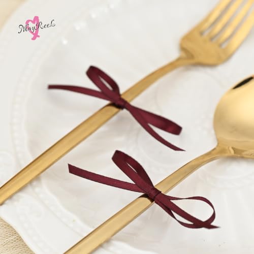 MAYREEL Burgundy Satin Ribbon 1/8 Inch Thin Double Faced 50 Yards - color: Burgundy, size: 1/8 Inch