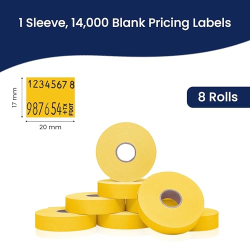 Pricing Labels for Monarch 1136 Yellow - 14,000 Labels w/ 8 Rolls Value Pack, 1 Sleeve - Made in USA - color: Yellow, size: 1 Sleeve